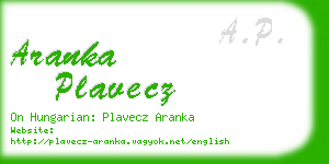 aranka plavecz business card